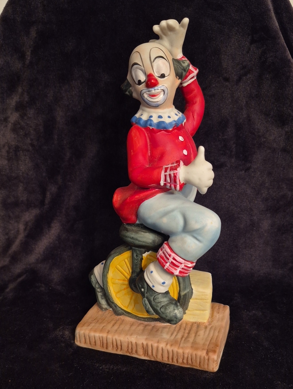 Vintage Clown on Unicycle Ceramic Figurine